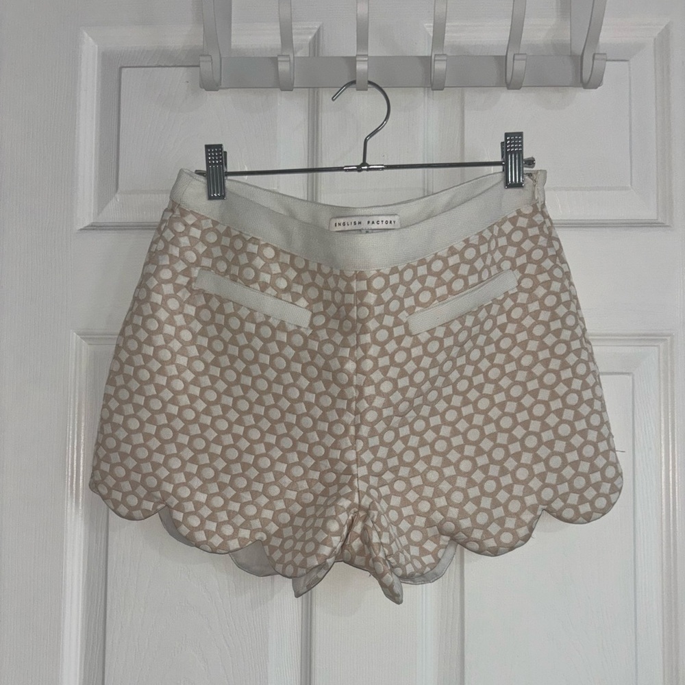 English Factory Cream and White Scalloped Shorts